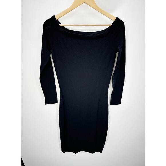 Calvin Klein Black Stretch Long Sleeve Scoop Neck Midi Dress Women Size M - Picture 1 of 8
